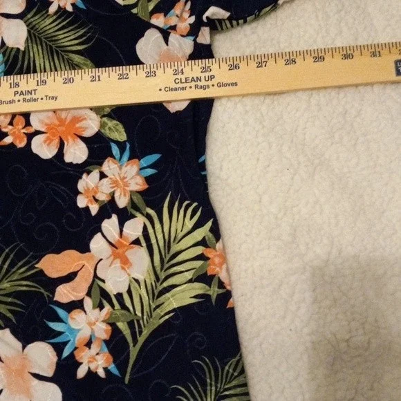 JM Collection Shirt 3X Popover Floral Leaf Tropical Print Shirt Long Sleeve - Picture 6 of 8